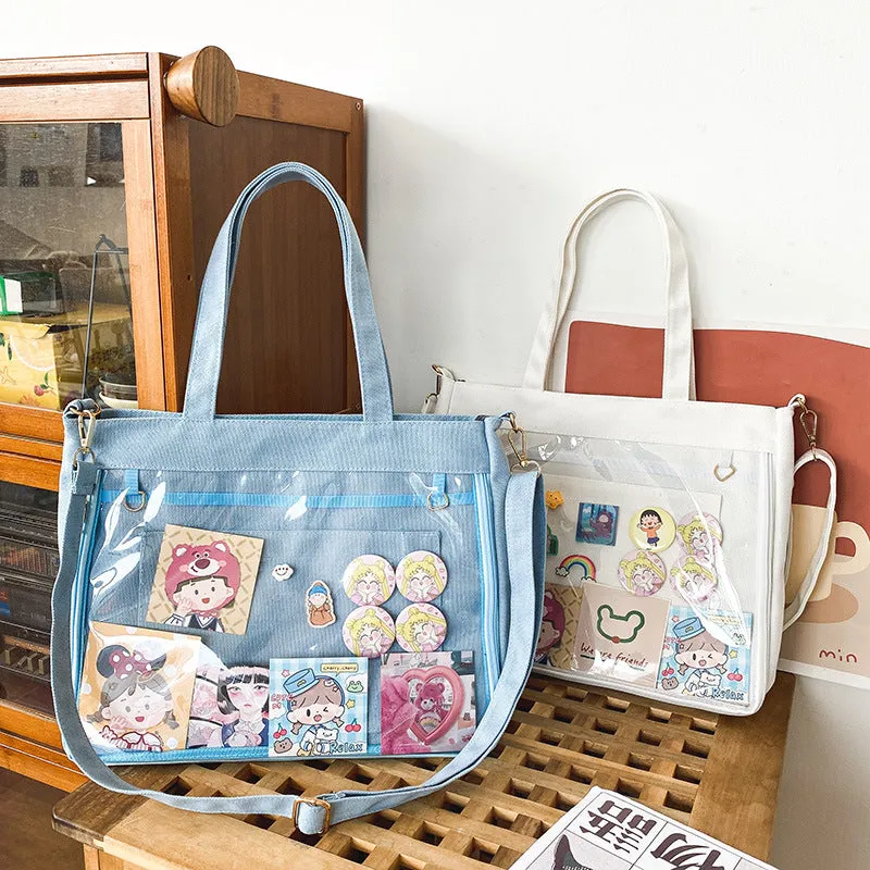 Cartoon Transparent Large Capacity College Style Backpacks