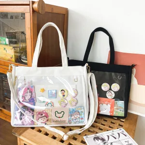 Cartoon Transparent Large Capacity College Style Backpacks