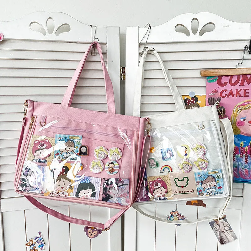 Cartoon Transparent Large Capacity College Style Backpacks
