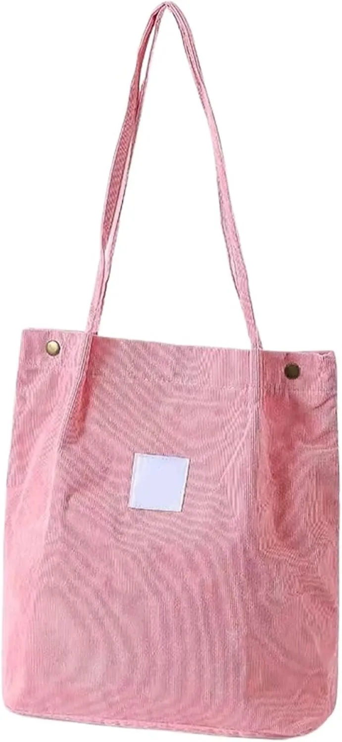 Casual Foldable Corduroy Shopping Bag Friendly Reusable Handbag Lightweight Shoulder Bags