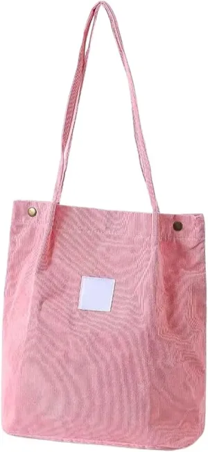 Casual Foldable Corduroy Shopping Bag Friendly Reusable Handbag Lightweight Shoulder Bags