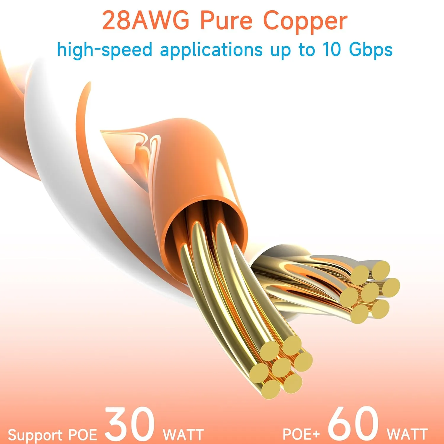 Cat6a Slim Ethernet Patch Cable 1 ft (24 Pack), Cat6a Patch Cable for Data Centers, Cat 6 Cable 10G, Network Patch Cables for Home and Enterprise Network -Blue