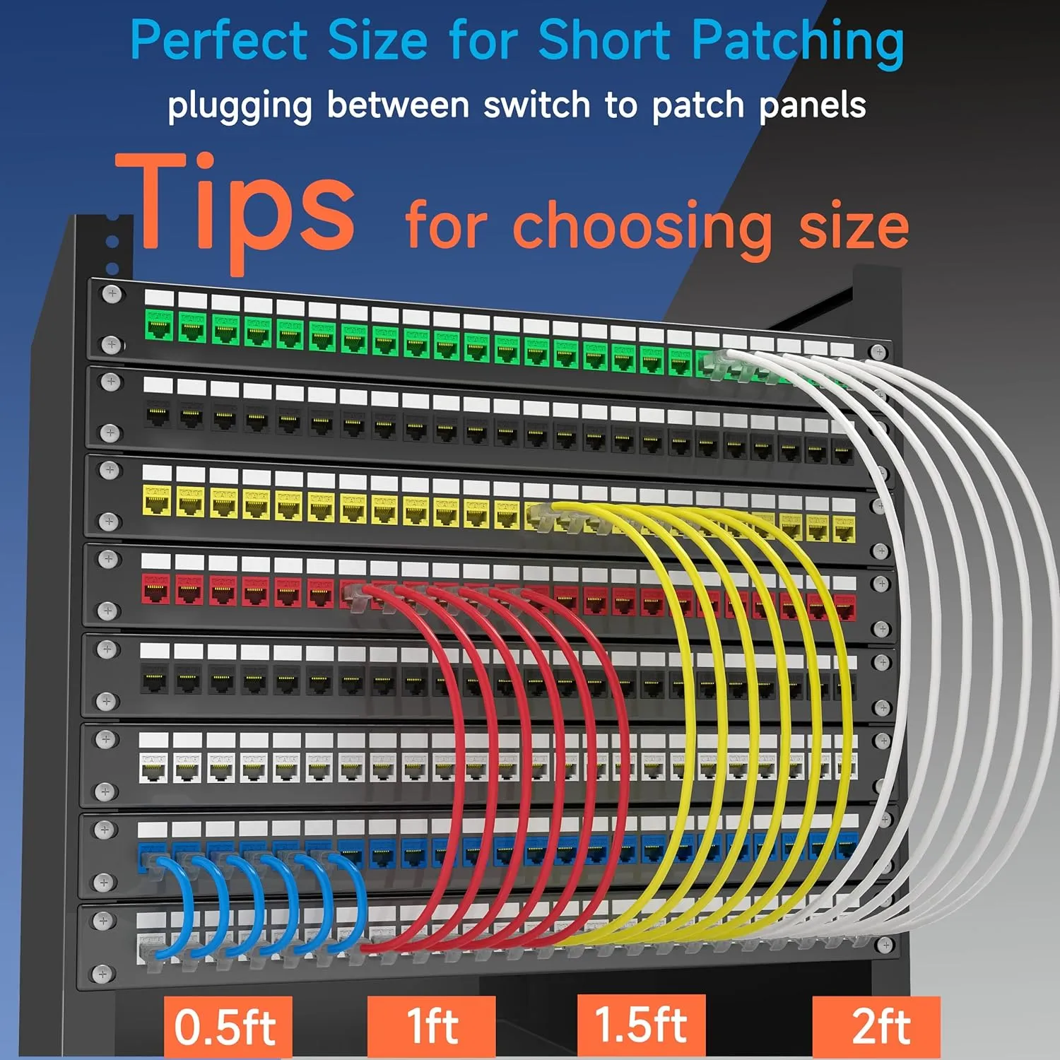 Cat6a Slim Ethernet Patch Cable 2 ft (24 Pack), Cat6a Patch Cable for Data Centers, Cat 6 Patch Cable 10G, Network Patch Cables for Home and Enterprise Network -Blue