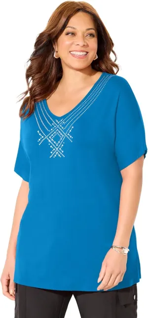 Catherines Women's Plus Size Embellished Dolman Tunic