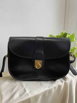 CELINE Vintage Box Black Leather Crossbody Bag