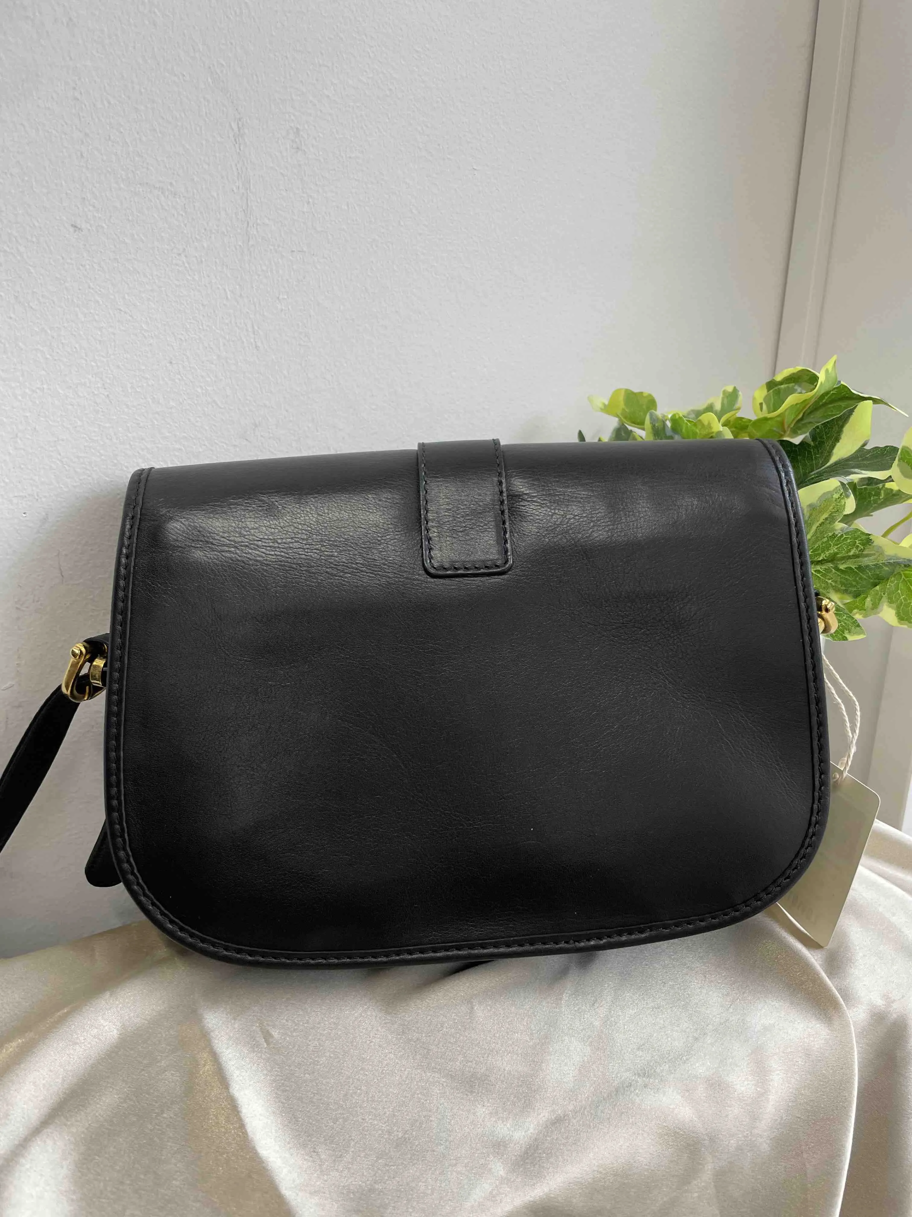 CELINE Vintage Box Black Leather Crossbody Bag