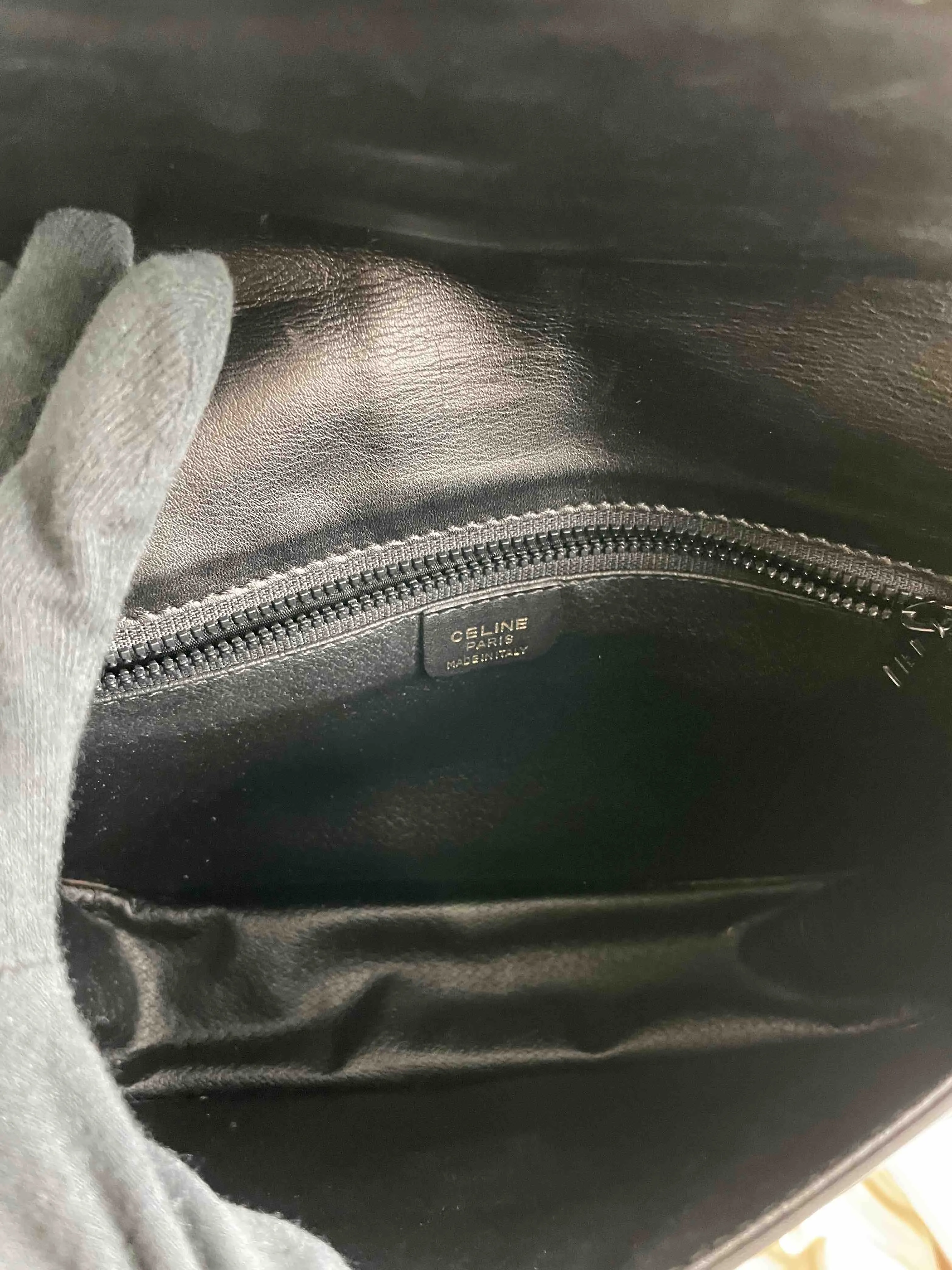 CELINE Vintage Box Black Leather Crossbody Bag