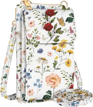 Cell Phone Purse Crossbody Bags for Women - Cute Design Leather Cellphone Bag Small Wallet Purses with Strap
