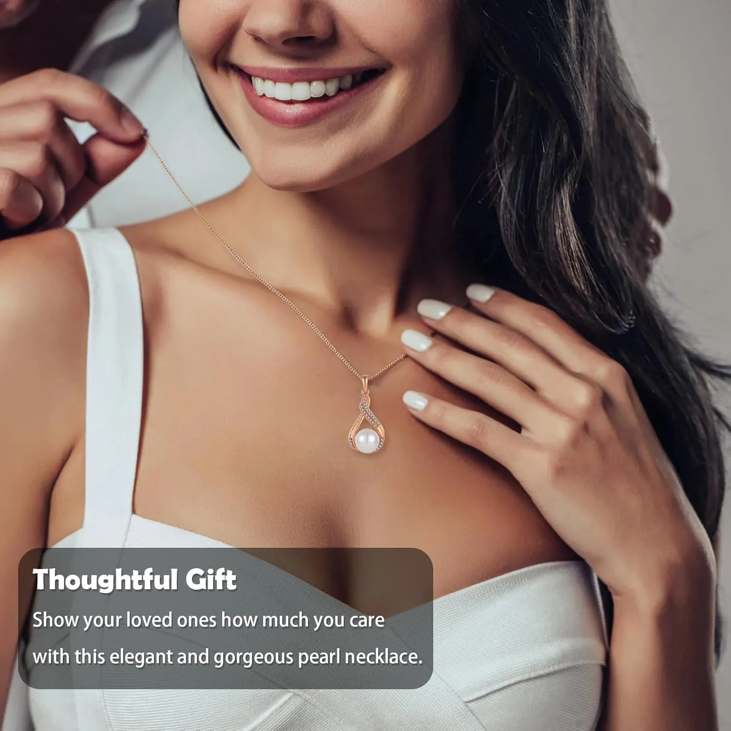 Celtic Infinity Pearl Pendant Necklace for Women, White/Yellow/Rose Gold Plated 925 Sterling Silver Good Luck Irish Pendant Jewelry with 10MM Freshwater Cultured Pearl