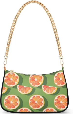Chain Shoulder Bag Hobo Tote Handbag Mini Clutch Purse with Zipper Closure for Women