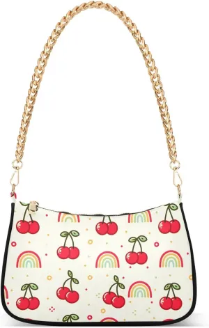 Chain Shoulder Bag Hobo Tote Handbag Mini Clutch Purse with Zipper Closure for Women