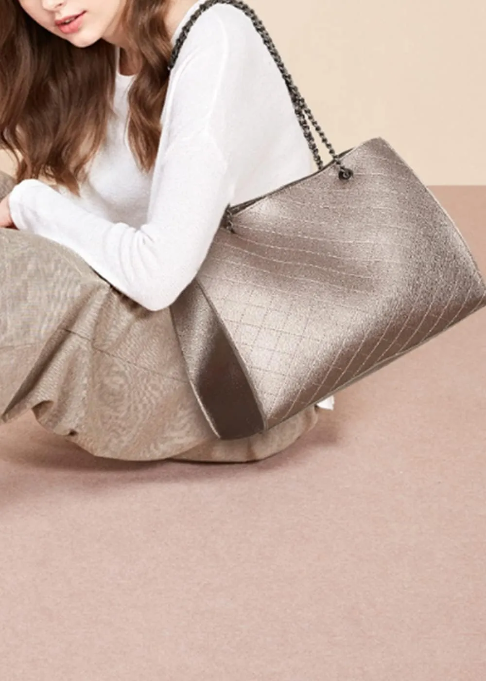 Chain Tote Bags Fashion Magnetic Buckle Shoulder Bag Large Capacity Purse
