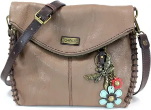 Chala Charming Crossbody Bag Shoulder Handbag With Flap Top and Zipper Brown