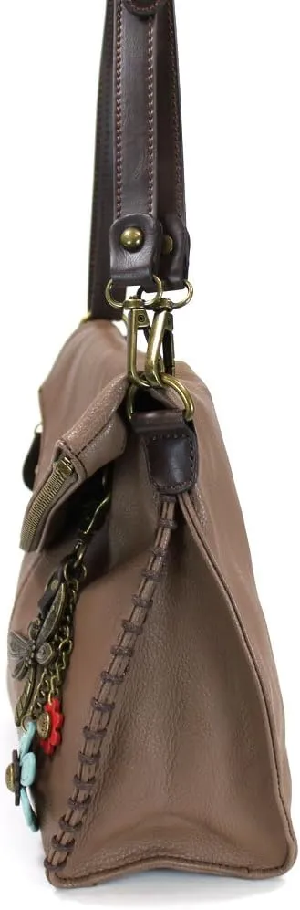 Chala Charming Crossbody Bag Shoulder Handbag With Flap Top and Zipper Brown