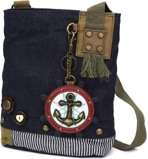 Chala Patch Cross-Body Women Handbag, Blue Denim Canvas Messenger Bag