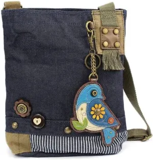 Chala Patch Cross-Body Women Handbag, Blue Denim Canvas Messenger Bag