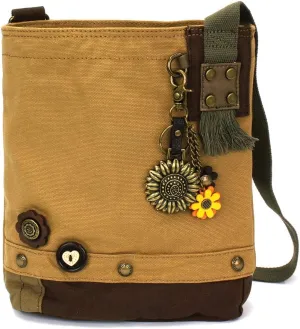 CHALA Patch Cross-Body Women Handbag, Canvas Messenger Bag Brown