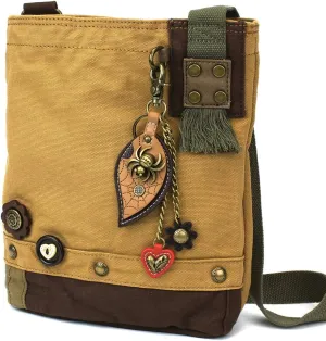 CHALA Patch Cross-Body Women Handbag, Canvas Messenger Bag Brown