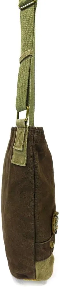 CHALA Patch Cross-Body Women Handbag, Canvas Messenger Bag Dark Brown