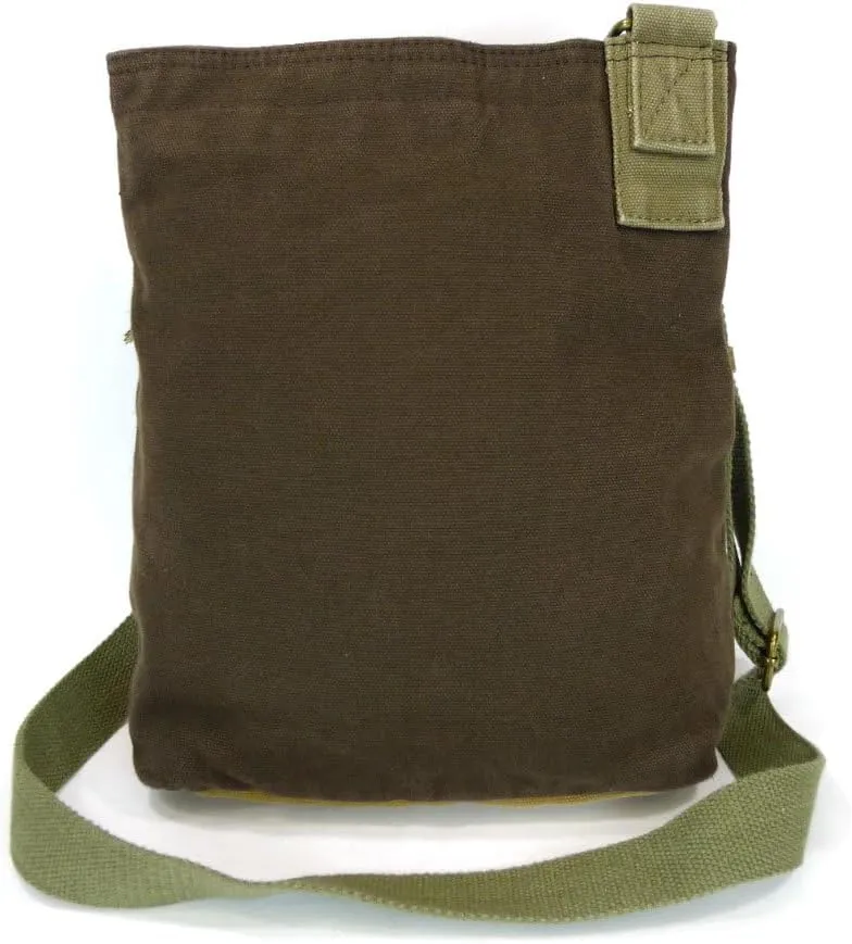 CHALA Patch Cross-Body Women Handbag, Canvas Messenger Bag Dark Brown