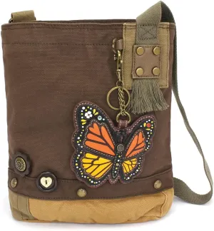 CHALA Patch Cross-Body Women Handbag, Canvas Messenger Bag - Dark Brown