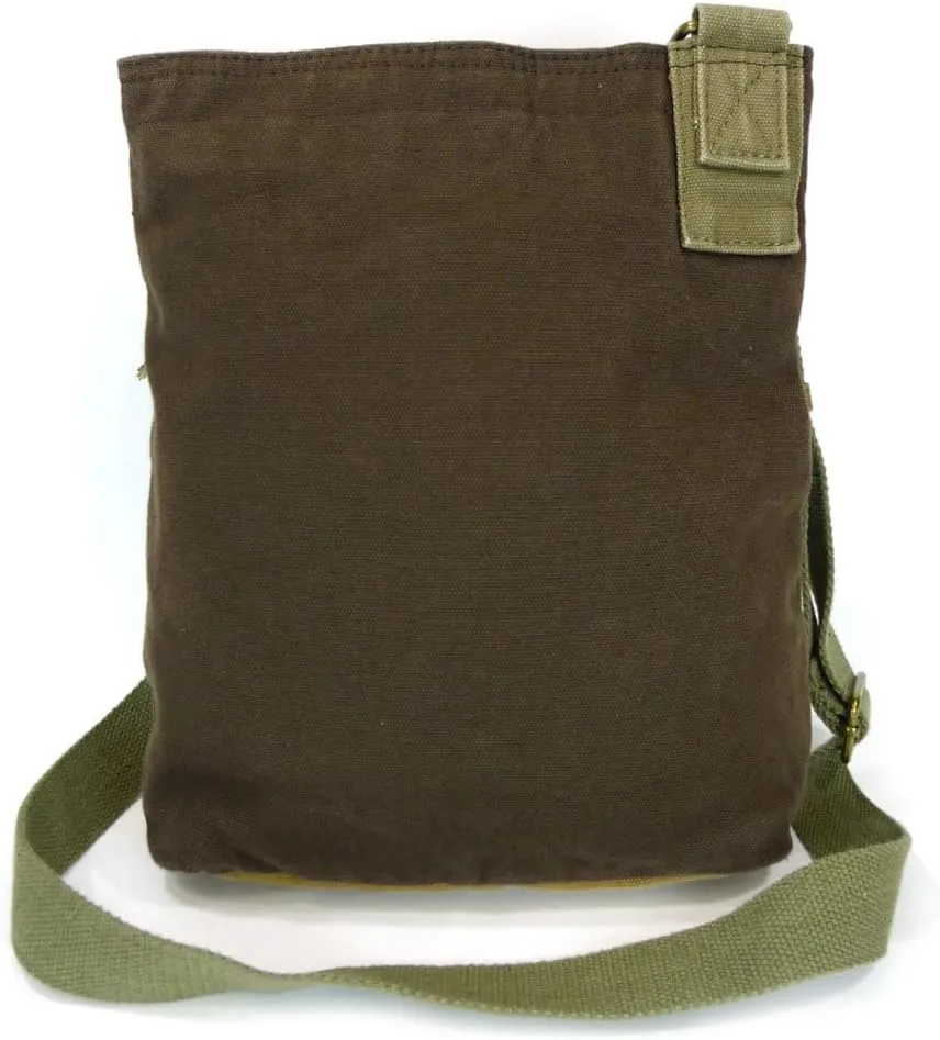 CHALA Patch Cross-Body Women Handbag, Canvas Messenger Bag Dark Brown
