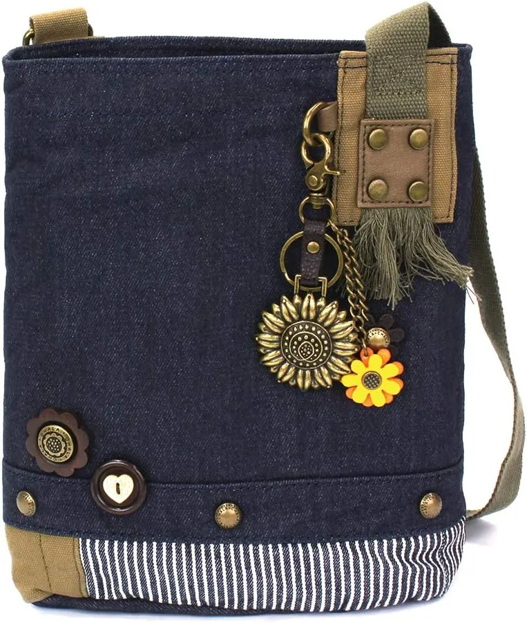 CHALA Patch Cross-Body Women Handbag, Canvas Messenger Bag Denim
