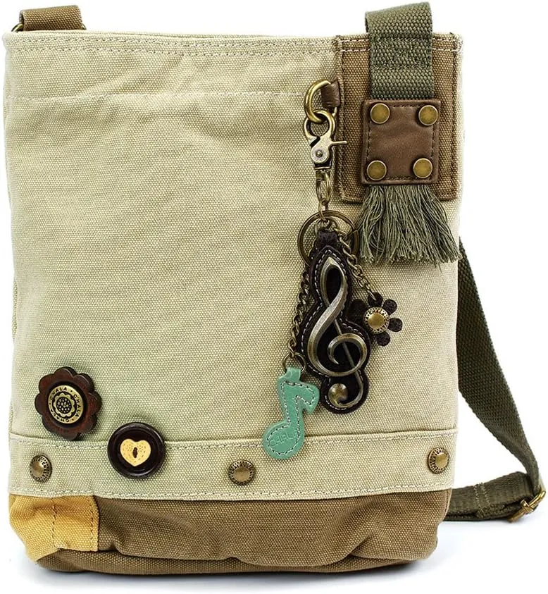 CHALA Patch Cross-Body Women Handbag, Canvas Messenger Bag Olive