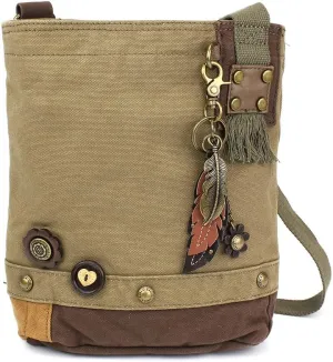 CHALA Patch Cross-Body Women Handbag, Canvas Messenger Bag Olive