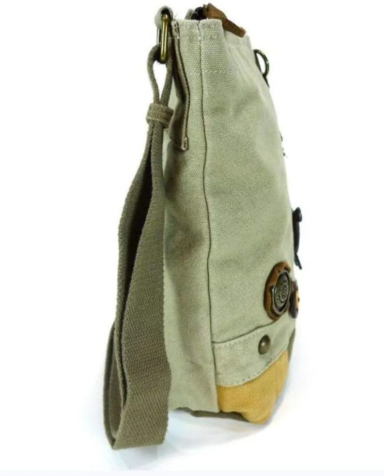 Chala Patch Crossbody, Washed Canvas Handbag, Zipper Top , Animal Prints