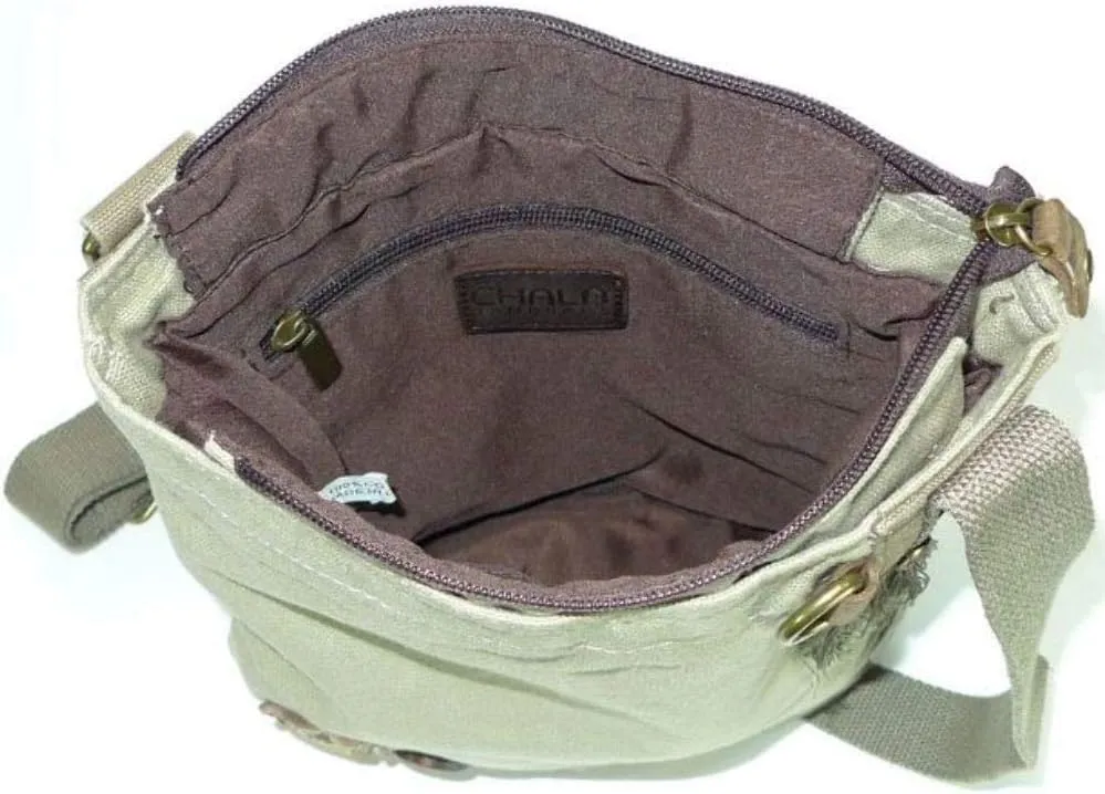 Chala Patch Crossbody, Washed Canvas Handbag, Zipper Top , Animal Prints