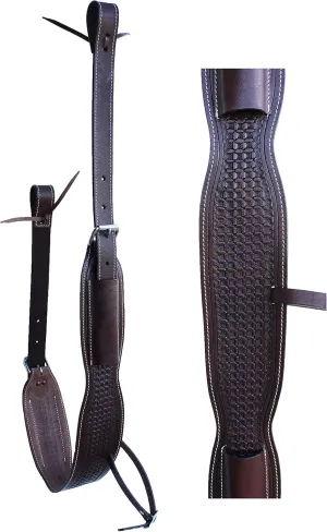 CHALLENGER Horse Western Basketweave Tooled Leather Rear Flank Brown Saddle Cinch Billets 9780BR