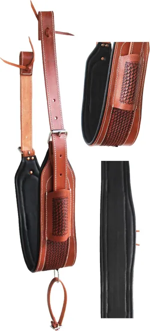 CHALLENGER Horse Western Tooled Padded Leather Rear Flank Back Saddle Cinch Billets 9782TN