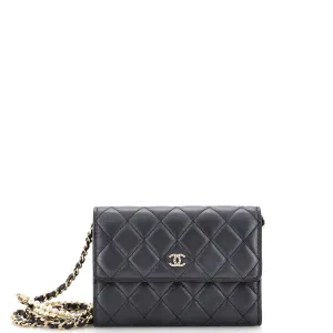 CHANEL Pearl My Shoulder French Wallet on Chain Quilted Lambskin Mini