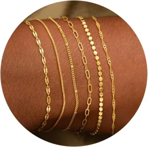 CHESKY Gold Bracelets for Women Non Tarnish, 14K Real Gold Plated Dainty Bracelets for Women Waterproof Cute Thin Gold Bracelet Stack Fashion Accessories Gold Jewelry for Women