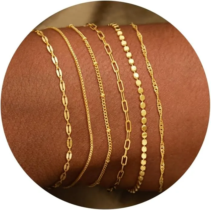 CHESKY Gold Bracelets for Women Non Tarnish, 14K Real Gold Plated Dainty Bracelets for Women Waterproof Cute Thin Gold Bracelet Stack Fashion Accessories Gold Jewelry for Women