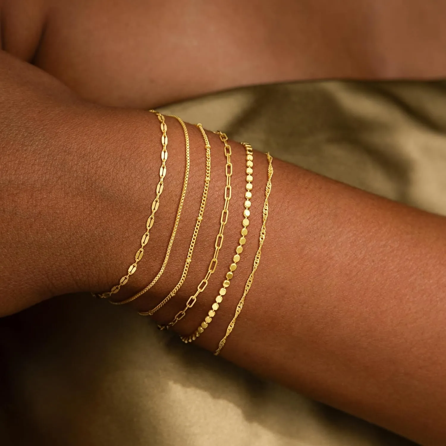 CHESKY Gold Bracelets for Women Non Tarnish, 14K Real Gold Plated Dainty Bracelets for Women Waterproof Cute Thin Gold Bracelet Stack Fashion Accessories Gold Jewelry for Women