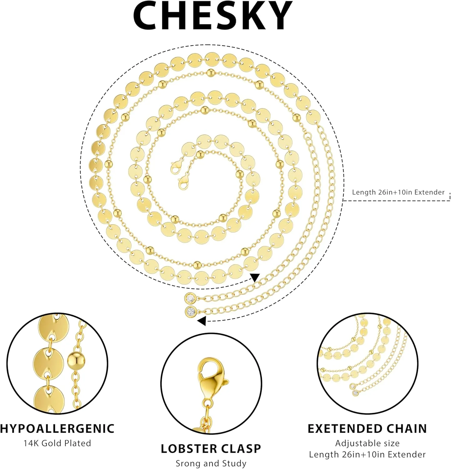 CHESKY Gold Waist Chain, 14K Gold Plated Belly Chain Adjustable Waterproof Body Chain Sexy Bikini Waist Beads for Women Satellite Beads Diamond Pearl Coin Chain Dainty Body Chain Jewelry for Women