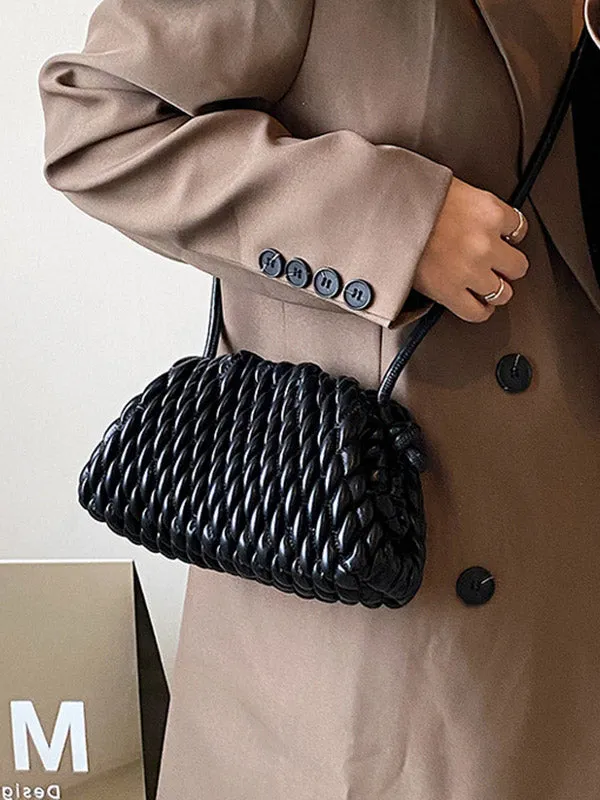 Chic Pleated Solid Color Crossbody Handbag - Versatile Fashion Statement