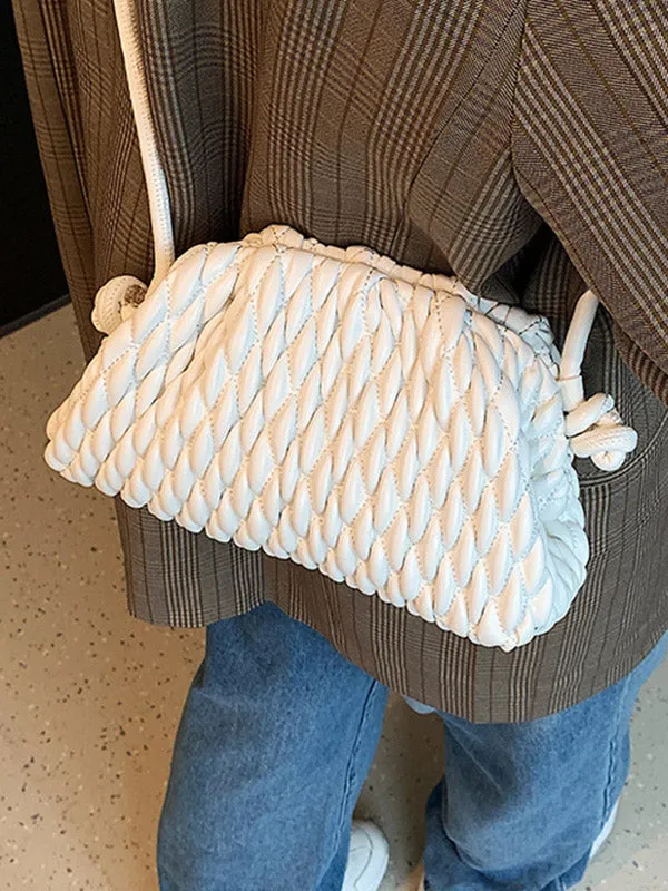 Chic Pleated Solid Color Crossbody Handbag - Versatile Fashion Statement