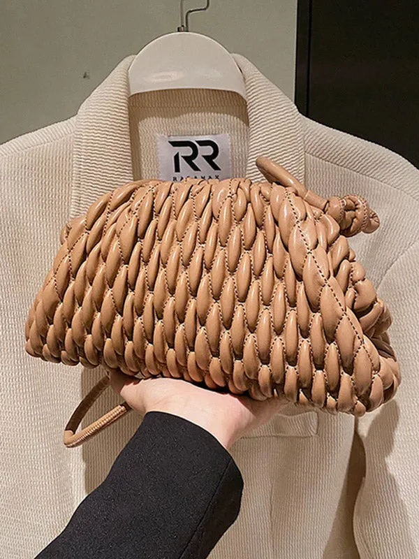 Chic Pleated Solid Color Crossbody Handbag - Versatile Fashion Statement