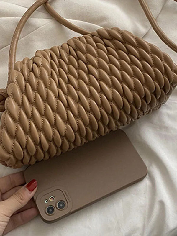 Chic Pleated Solid Color Crossbody Handbag - Versatile Fashion Statement
