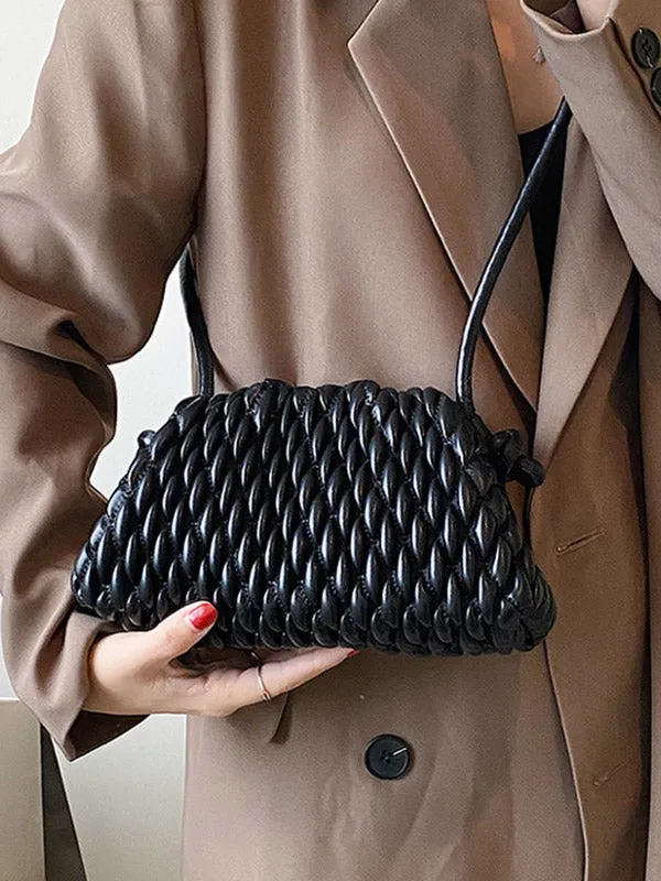 Chic Pleated Solid Color Crossbody Handbag - Versatile Fashion Statement