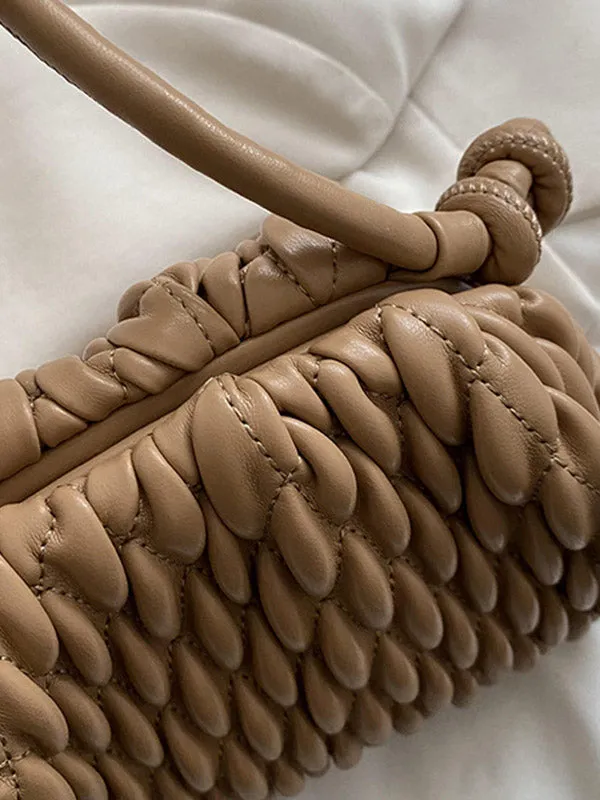 Chic Pleated Solid Color Crossbody Handbag - Versatile Fashion Statement