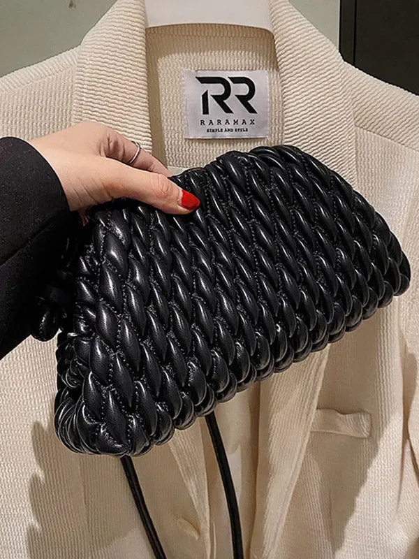 Chic Pleated Solid Color Crossbody Handbag - Versatile Fashion Statement