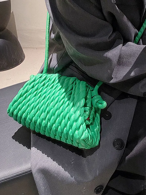 Chic Pleated Solid Color Crossbody Handbag - Versatile Fashion Statement