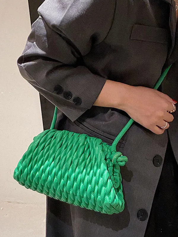 Chic Pleated Solid Color Crossbody Handbag - Versatile Fashion Statement