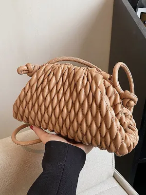 Chic Pleated Solid Color Crossbody Handbag - Versatile Fashion Statement