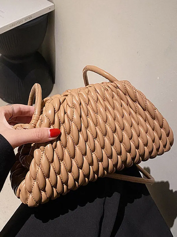 Chic Pleated Solid Color Crossbody Handbag - Versatile Fashion Statement
