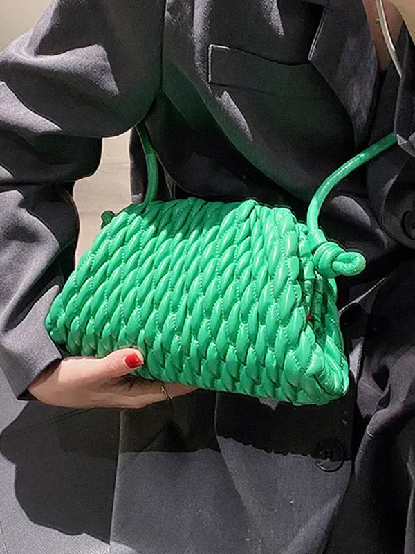 Chic Pleated Solid Color Crossbody Handbag - Versatile Fashion Statement